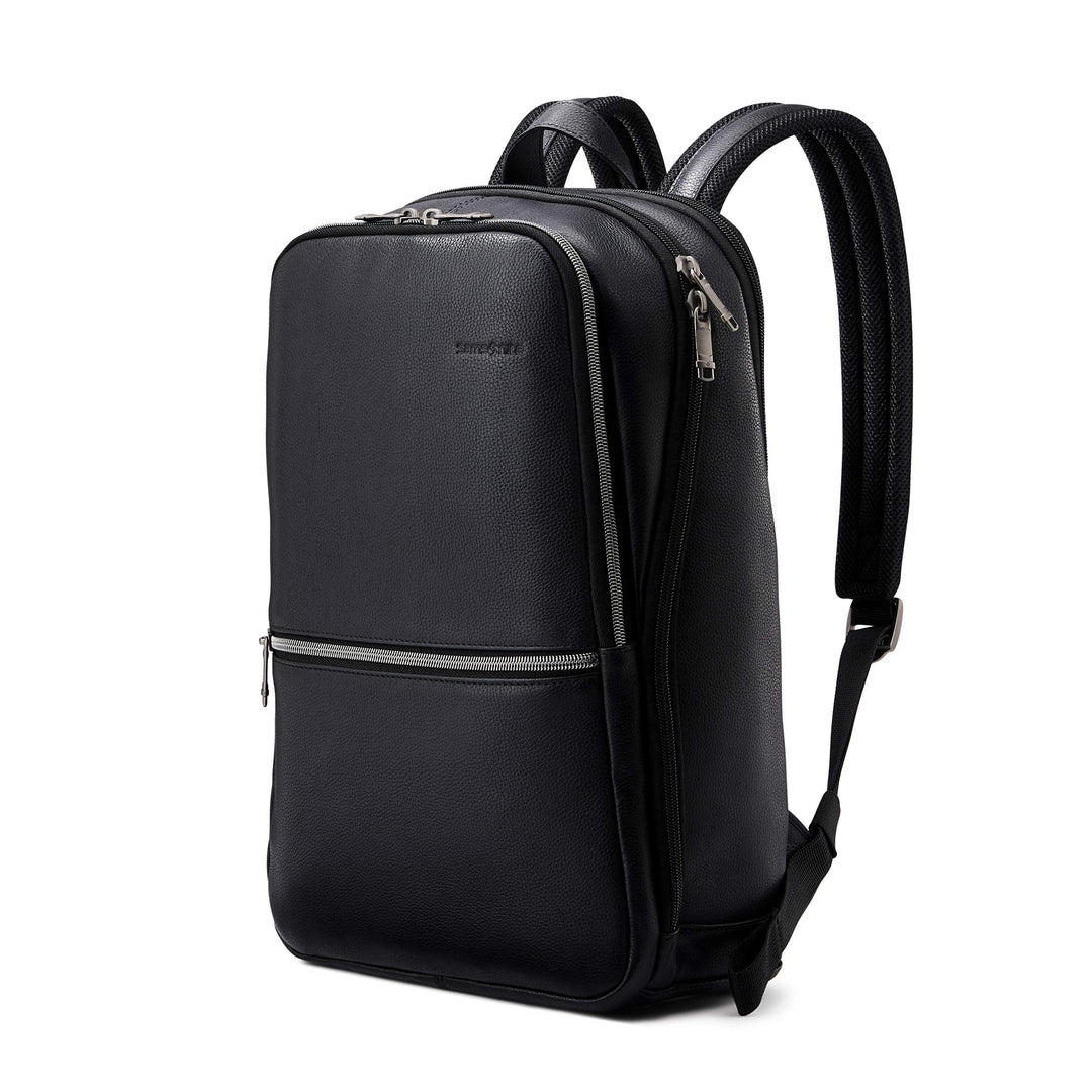 Black Classic Leather Slim Backpack