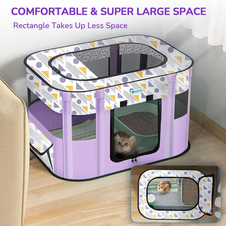 TASDISE Portable Dog playpen Foldable Pet playpen Puppy Exercise Kennel Tent For Puppies Dogs Cats Rabbits, For Indoor Outdoor Travel Camping Use with Free Carrying Case (Purple, Medium(32"x24"x22"))