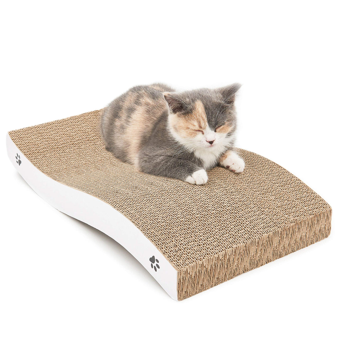 Conlun Cat Scratcher Cat Scratching Board Cardboard Cat Scratchers with Premium Scratch Textures Design Curved Shape Reversible Use Durable Scratching Pad (Medium)