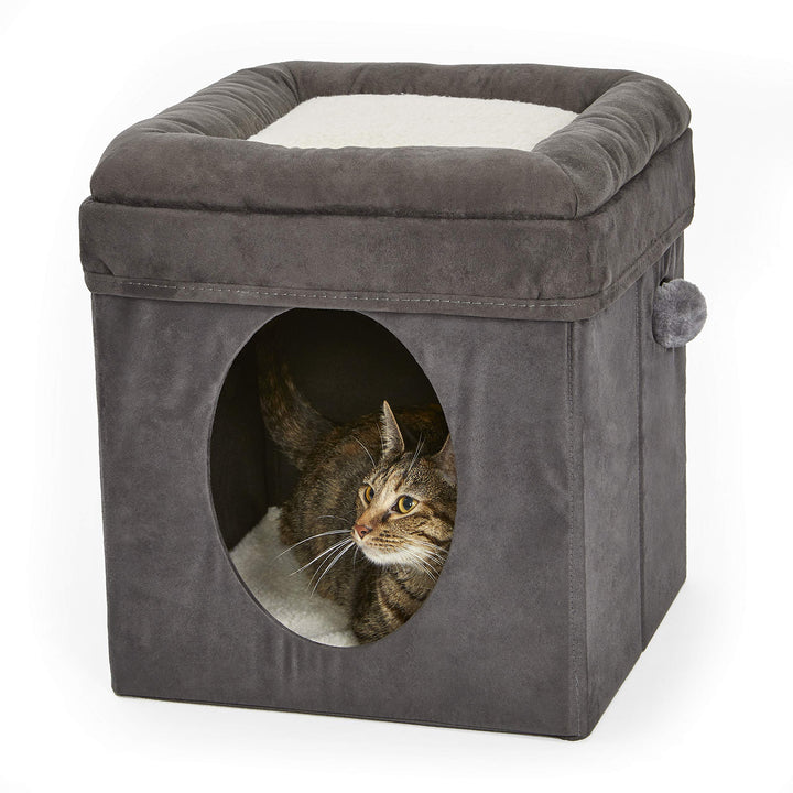 New World Cat Cube with Cat Bed Topper, 39.37L x 39.37W x 41.91H Centimeters; B137-GY