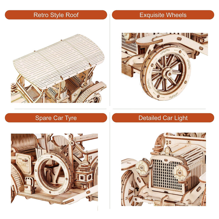 ROWOOD 3D Wooden Puzzle Vintage Car, Wooden Model Kits for Adults to Build