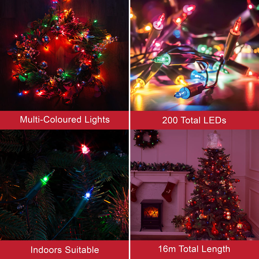 200 Multi-Coloured Christmas Fairy Lights