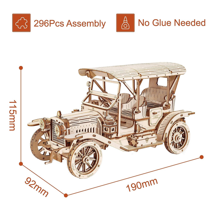 ROWOOD 3D Wooden Puzzle Vintage Car, Wooden Model Kits for Adults to Build