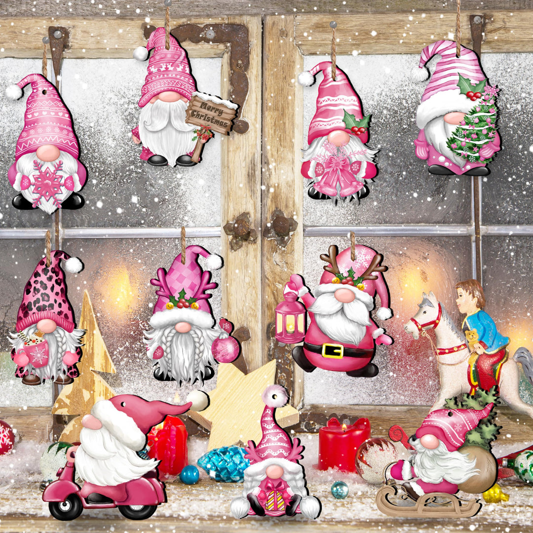 Christmas Gnome Wooden Hanging Ornaments