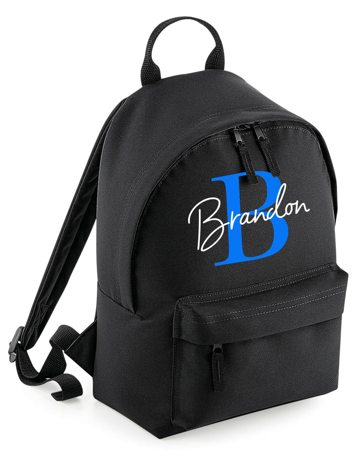 Personalized Kids Backpack - Custom Name Rucksack (Black-Blue)