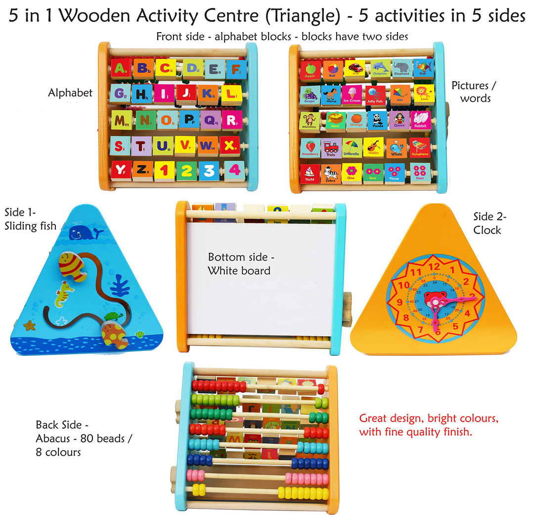 TOWO Wooden Activity Centre Triangle Toys - flip flop Alphabet Blocks