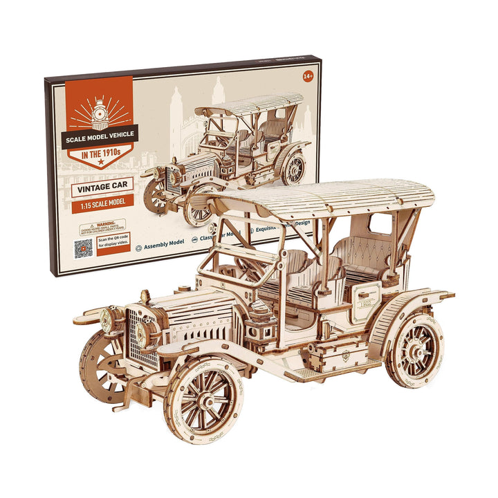 ROWOOD 3D Wooden Puzzle Vintage Car, Wooden Model Kits for Adults to Build