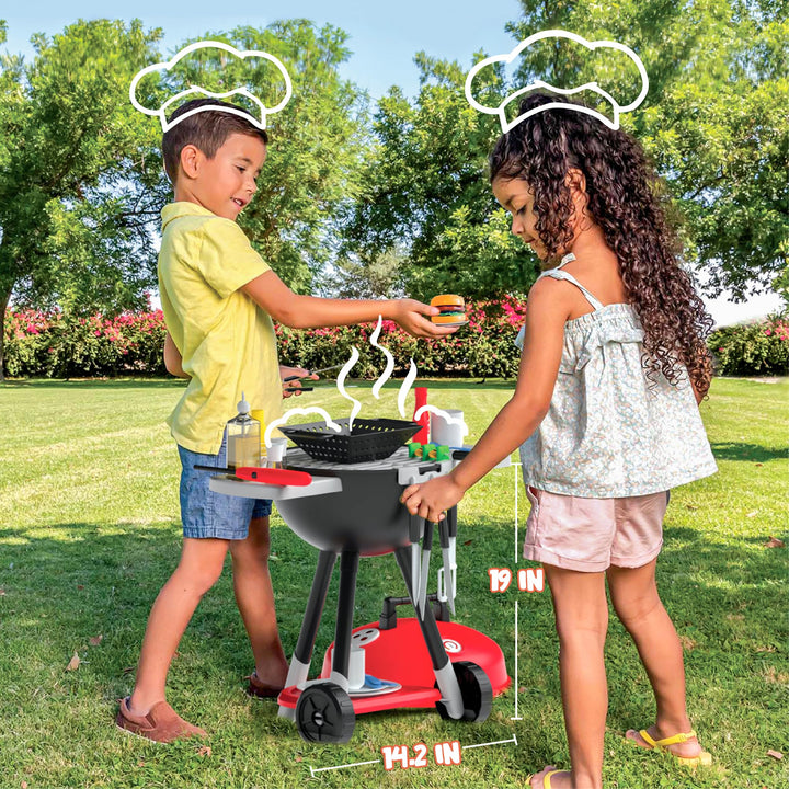 JOYIN 34 PCS Toy BBQ Grill Set, Kids Grill Playset, Little Chef Pretend Play, Cooking Kitchen Toy Interactive BBQ Toy Set for Kids