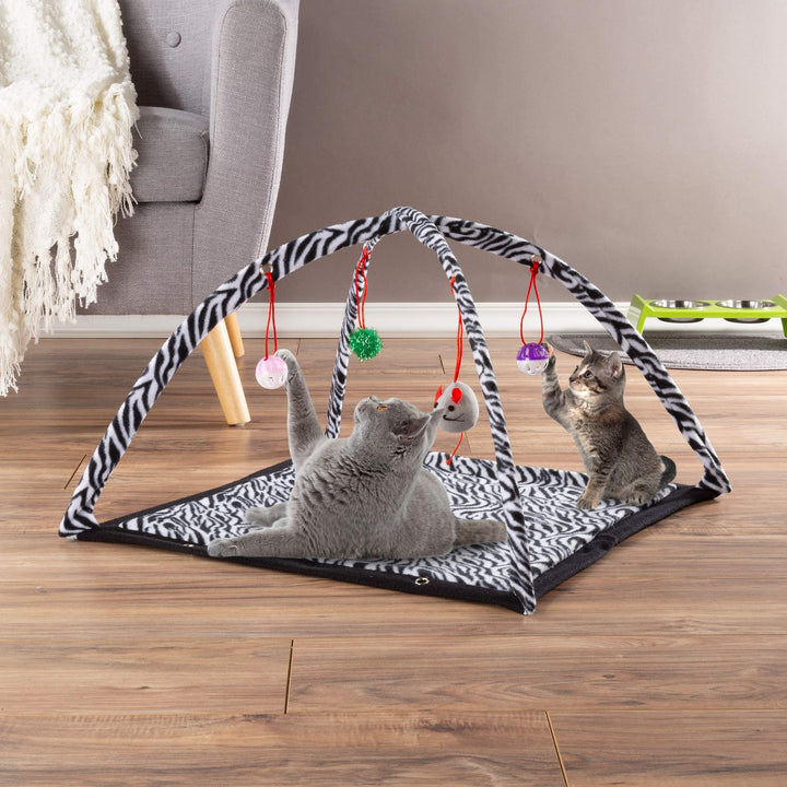 etmaker Cat Activity Center- Interactive Play Area Station for Cats, Kittens with Fleece Mat, Hanging Toys, Foldable Design for Exercise