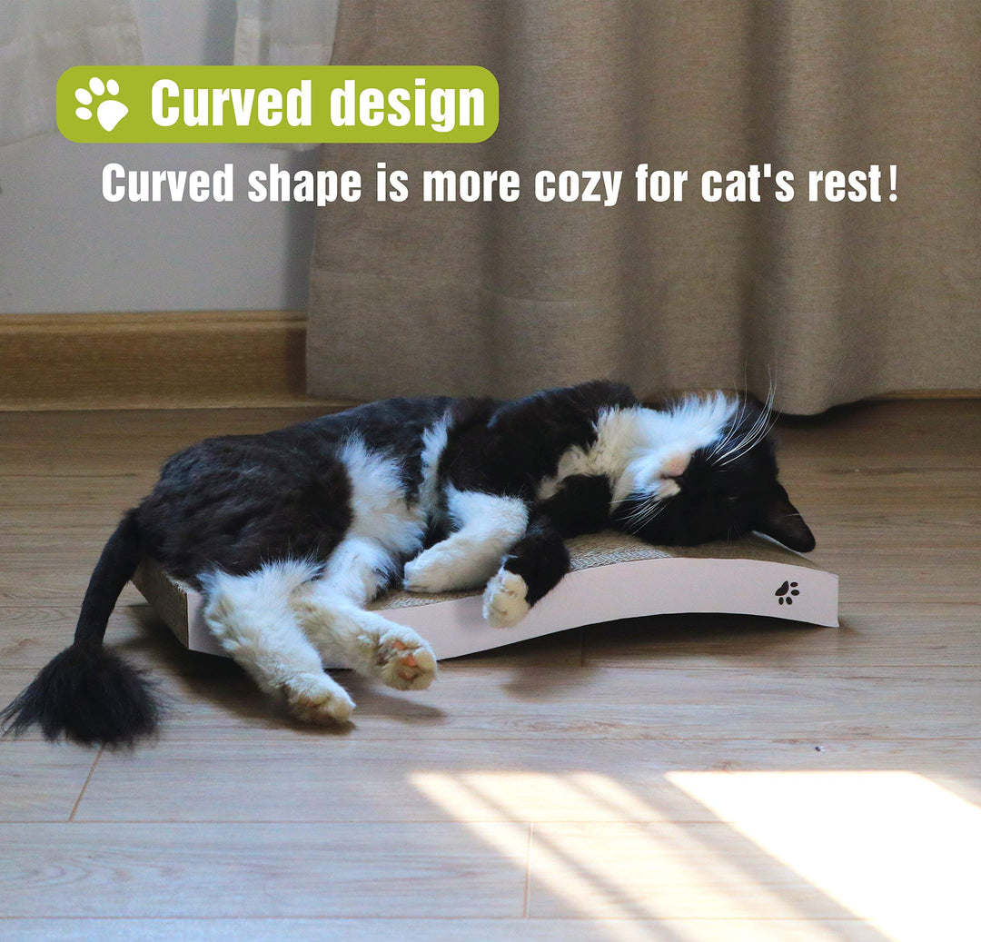 Conlun Cat Scratcher Cat Scratching Board Cardboard Cat Scratchers with Premium Scratch Textures Design Curved Shape Reversible Use Durable Scratching Pad (Medium)