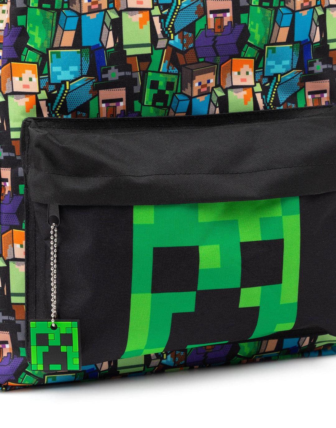 Gamer Black School Backpack with Green Creeper