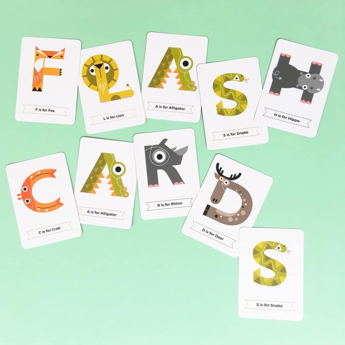 Animal Alphabet Flash Cards by The Jam Tart - Learning Bugs UK