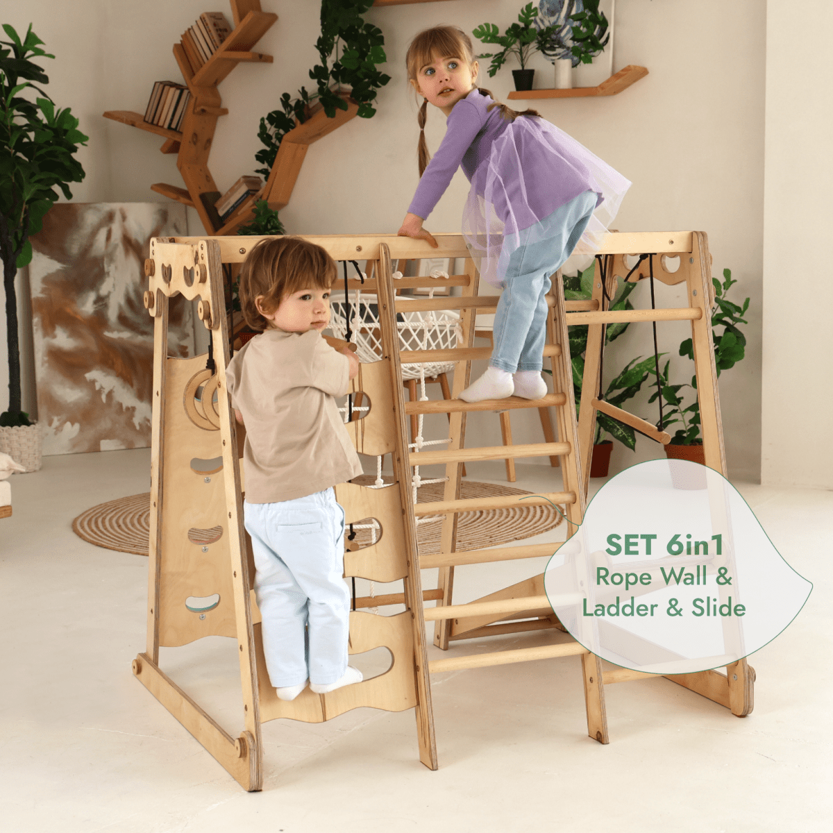 Goodevas 6 in 1 Indoor Playground Climbing Frame – Playhouses for children, available at Learning Bugs UK