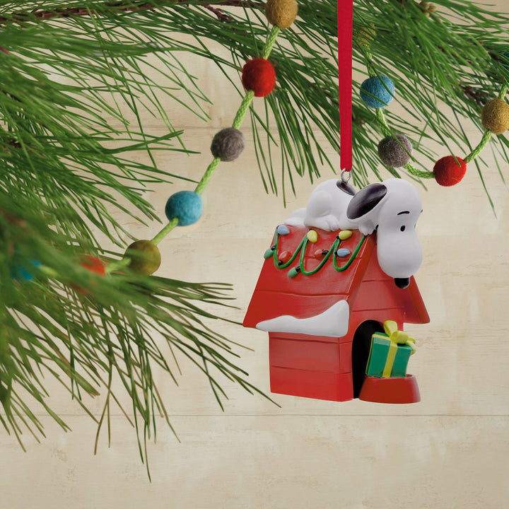 Snoopy on Doghouse Christmas Ornament