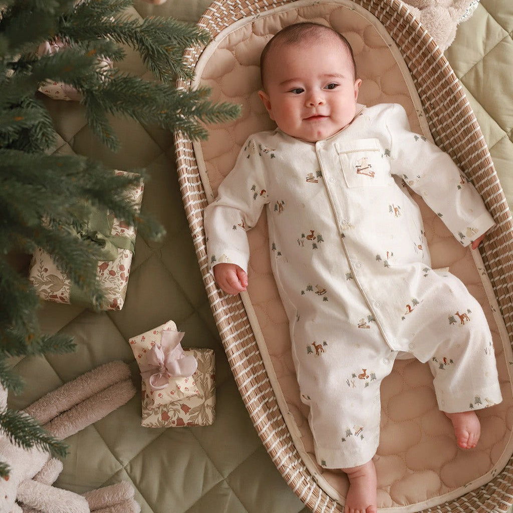 Christmas Baby Flannel Sleepsuit - Winter Ski