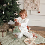 Buy Children's Christmas Flannel Pyjamas - Winter Ski, Green Trim | Christmas for kids by Learning Bugs UK
