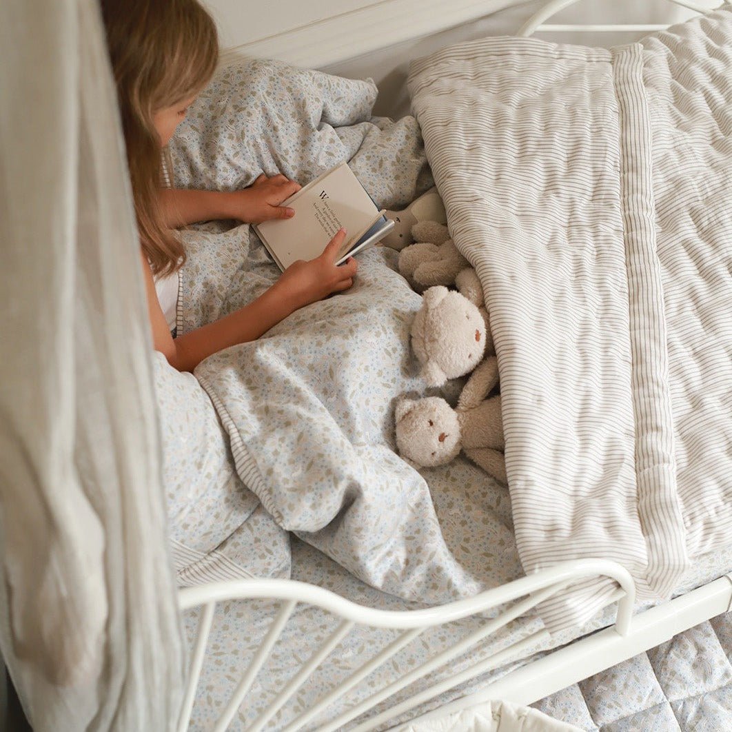 Buy Quilted Bedspread - Natural Stripe | Bedding for kids by Learning Bugs UK