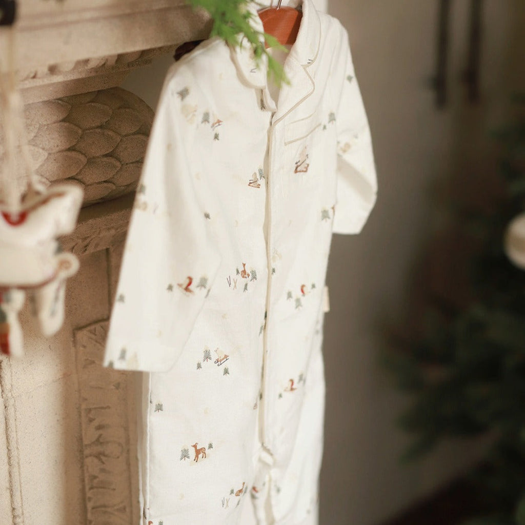 Christmas Baby Flannel Sleepsuit - Winter Ski