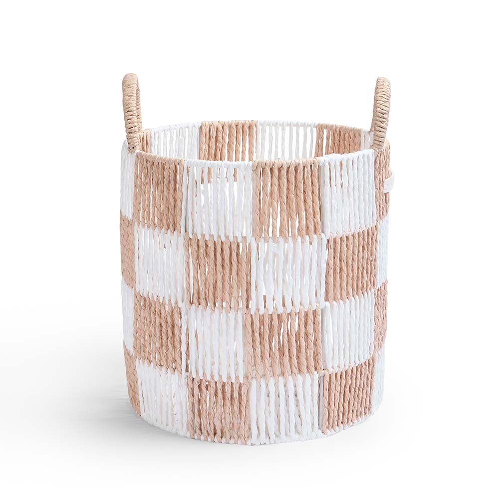 Buy Checkerboard Storage Basket Medium - Nude | Storage for kids by Learning Bugs UK