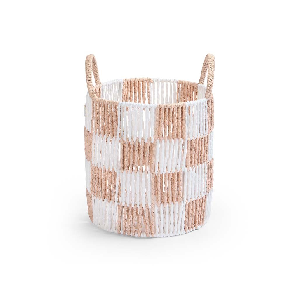 Buy Checkerboard Storage Basket Small - Nude | Storage for kids by Learning Bugs UK