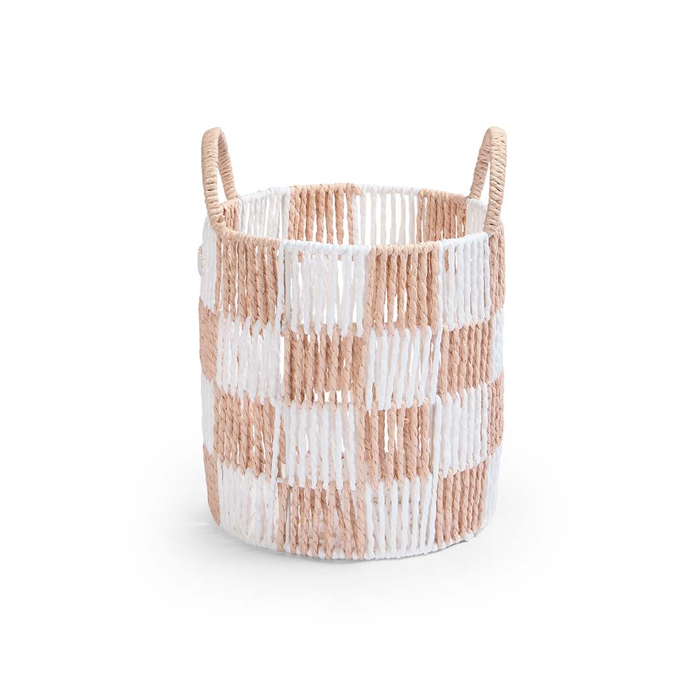 Checkerboard Storage Basket Small - Nude