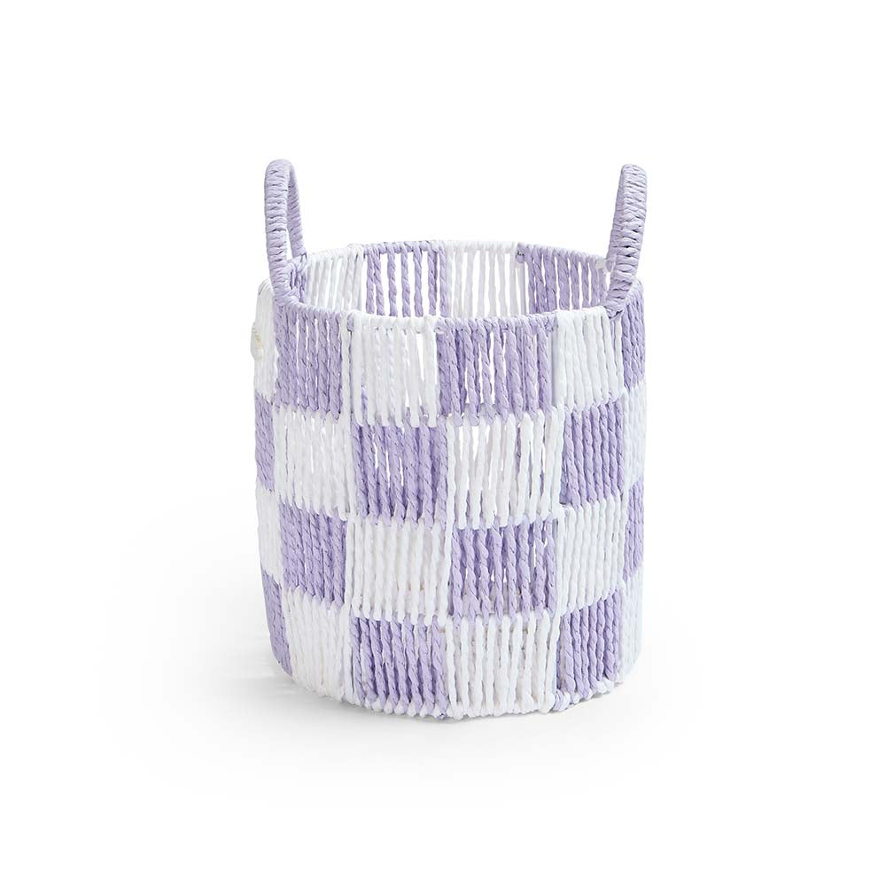 Checkerboard Storage Basket Small - Lilac