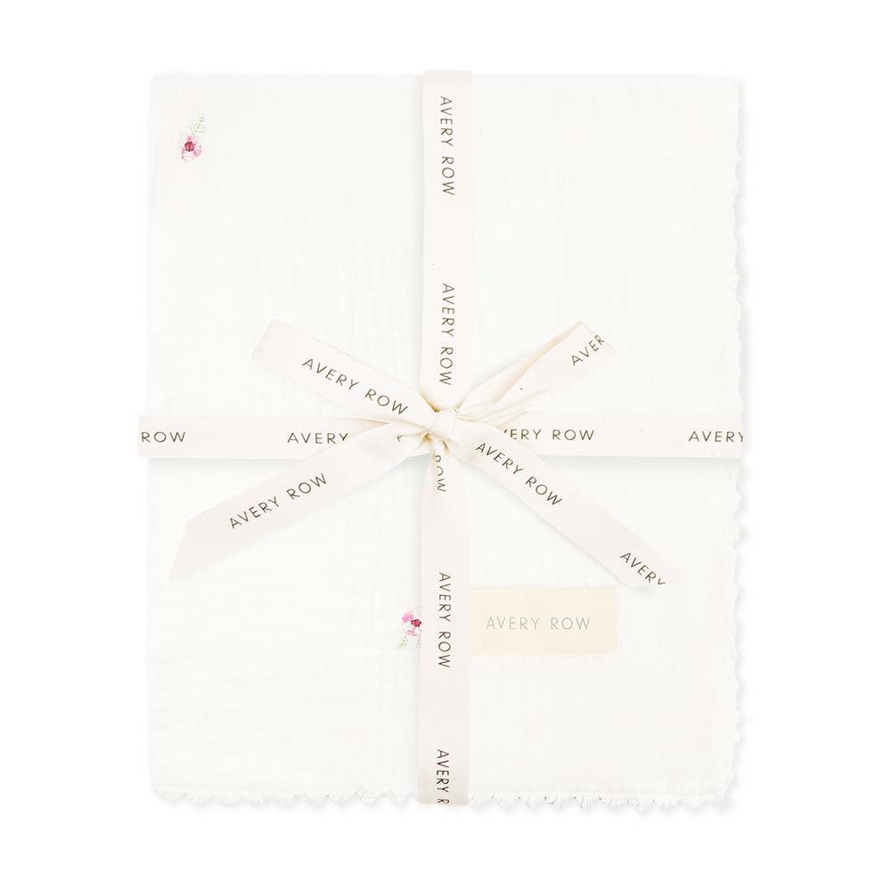 Buy Embroidered Muslin Blanket - Anemone | Blankets for kids by Learning Bugs UK