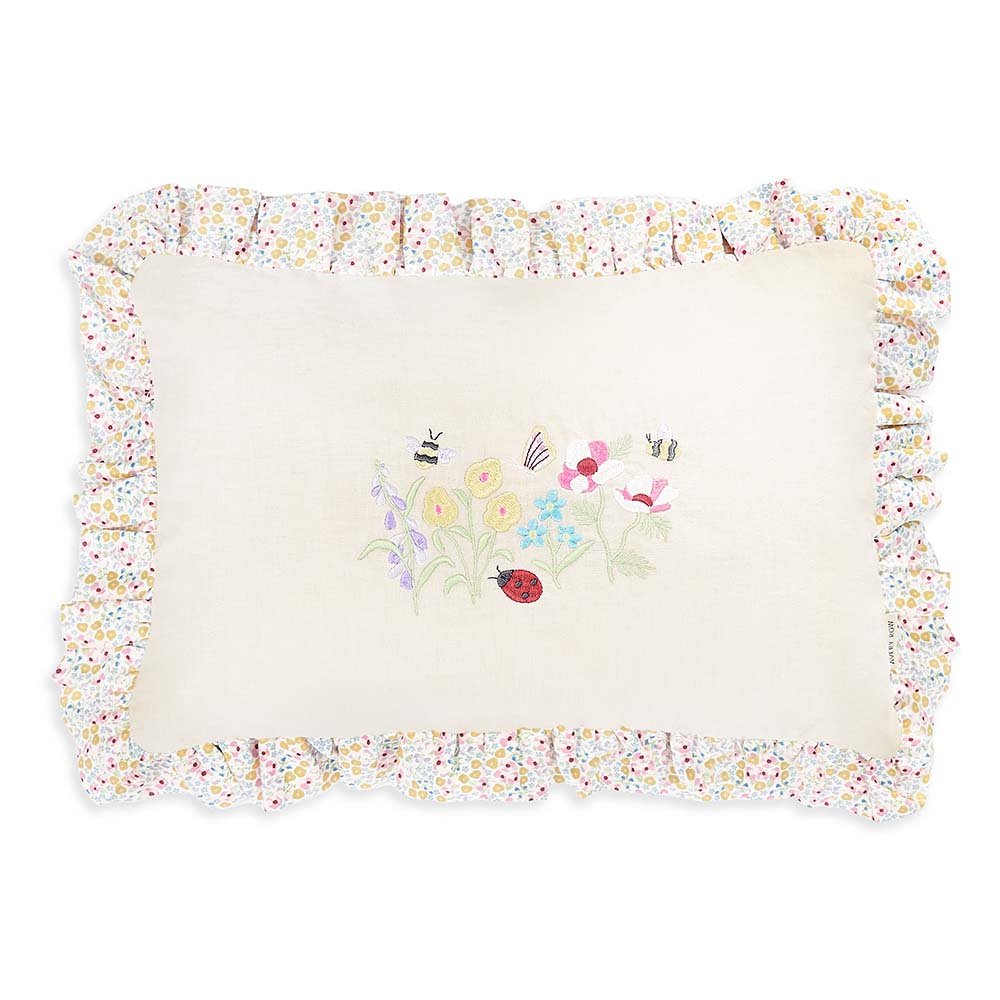 Buy Rectangle Linen Frill Cushion - Wildflower Garden | for kids by Learning Bugs UK