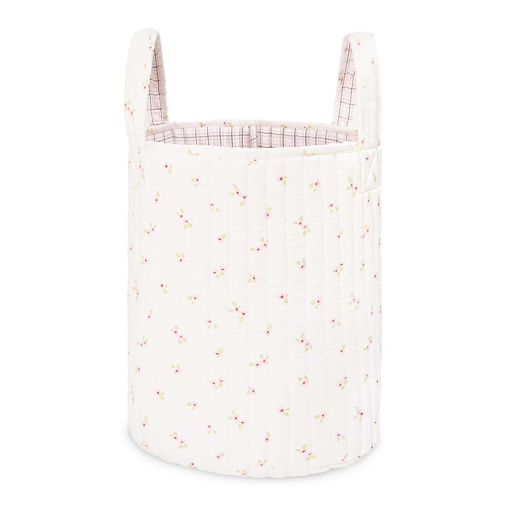 Large Quilted Storage Basket - Anemone / Pink Check