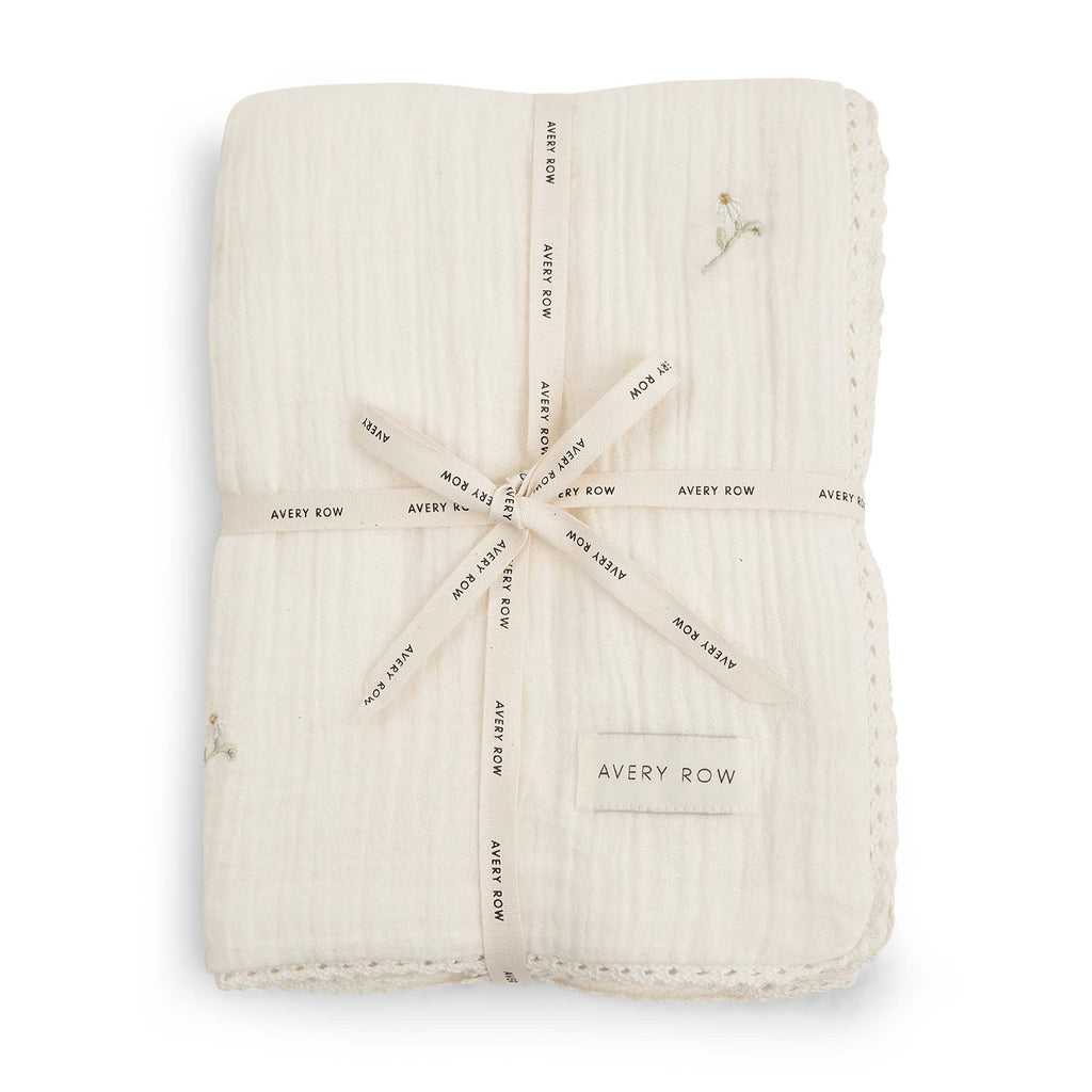 Embroidered Muslin Blanket - Wild Chamomile