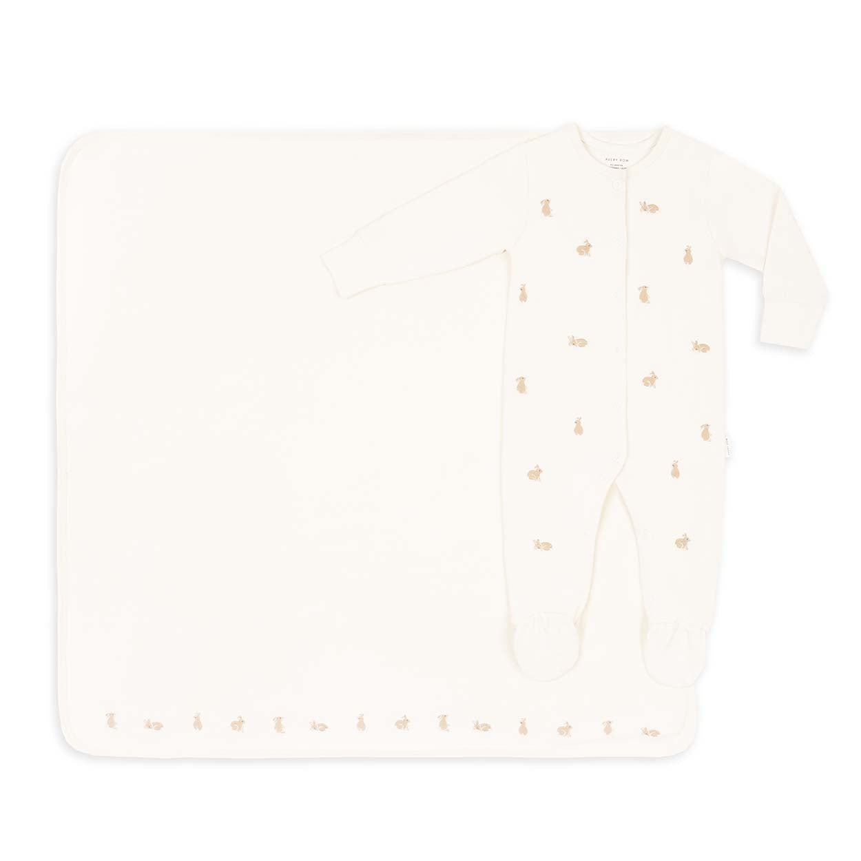 New Baby Sleepsuit and Blanket Gift Set - Bunny