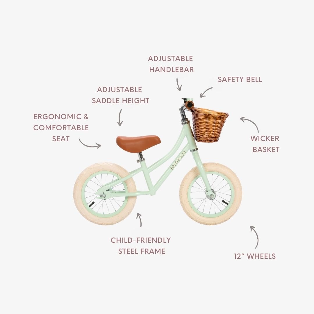 Buy Banwood Balance Bike – Kids First Bike 12” (Pale Mint) | FIRST GO for kids by Learning Bugs UK
