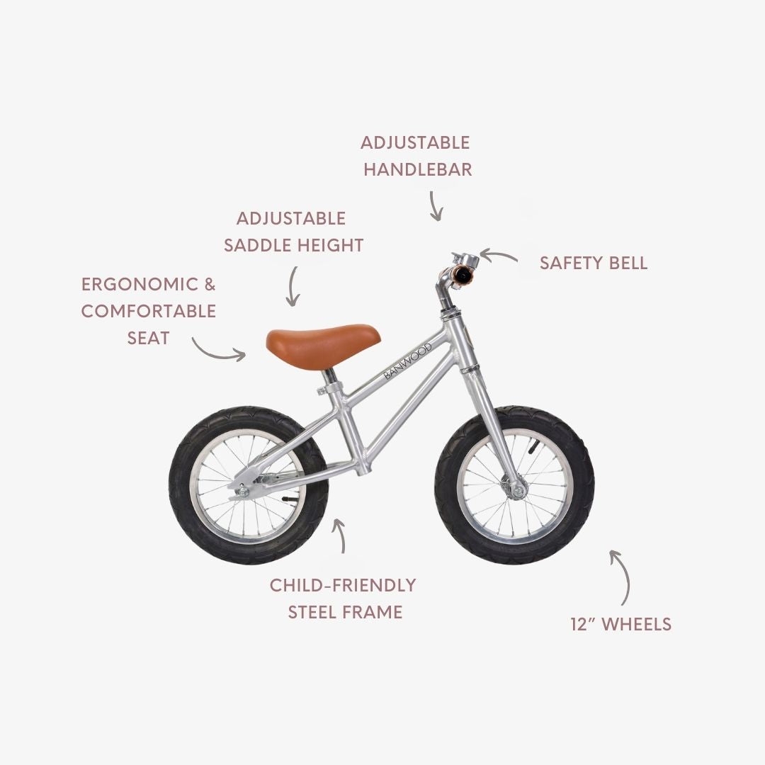 Banwood Balance Bike – Kids First Bike 12” (Chrome)