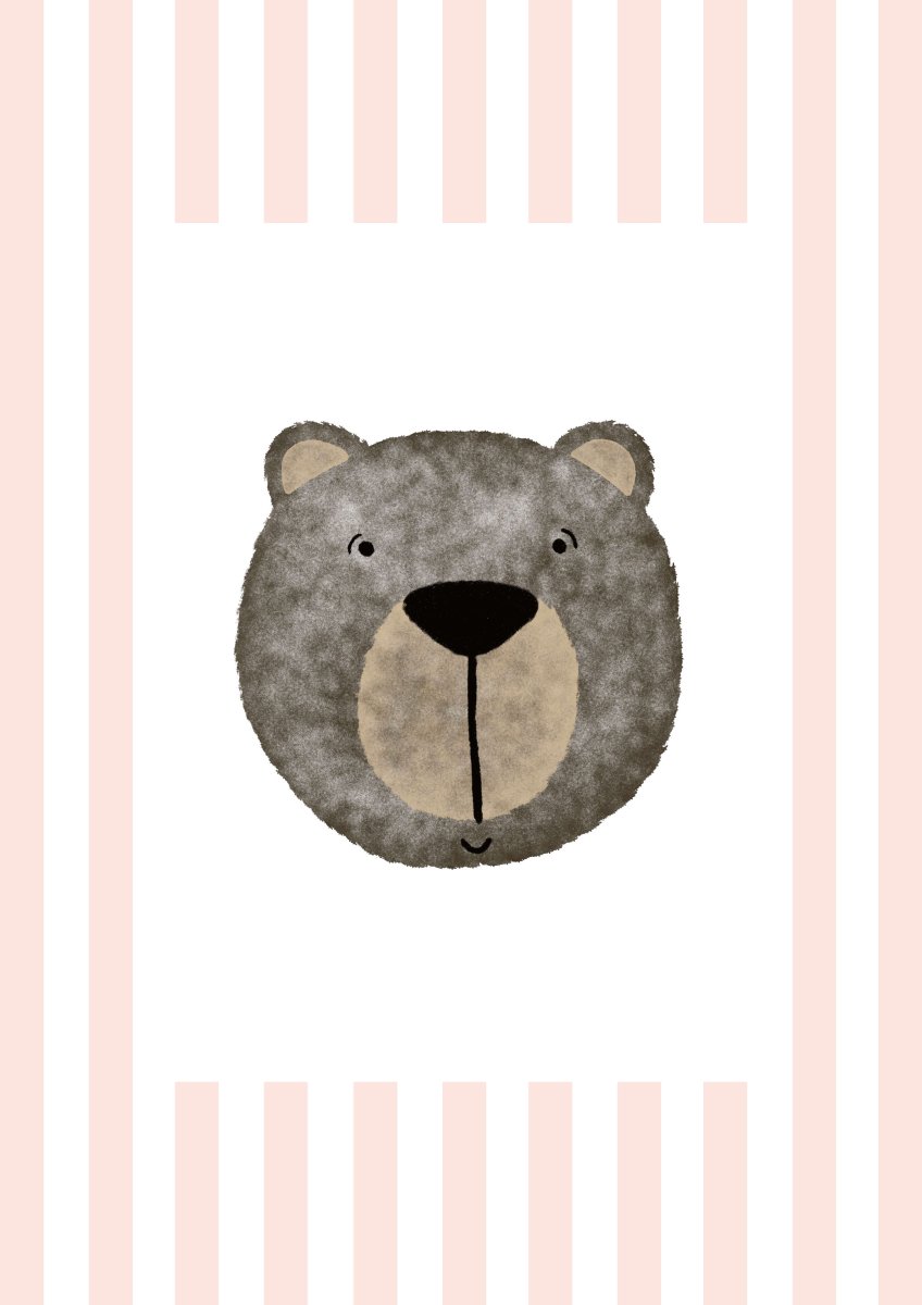 Bear Print - Pale Pink Stripes – for children, available at Learning Bugs UK