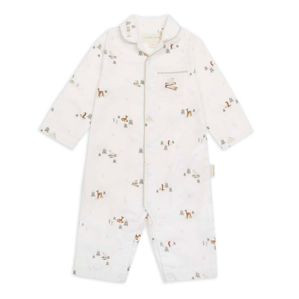 Christmas Baby Flannel Sleepsuit - Winter Ski