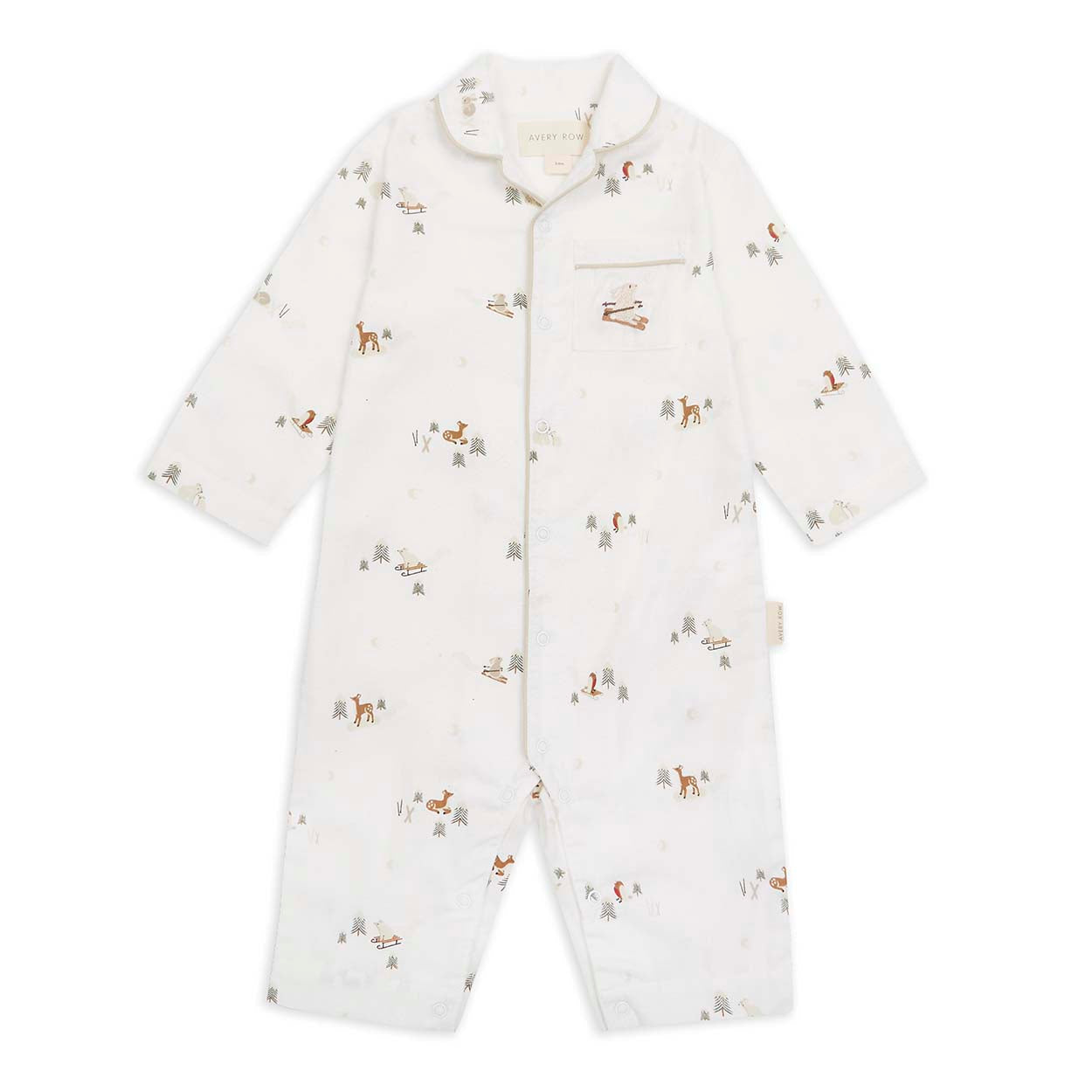 Christmas Baby Flannel Sleepsuit - Winter Ski