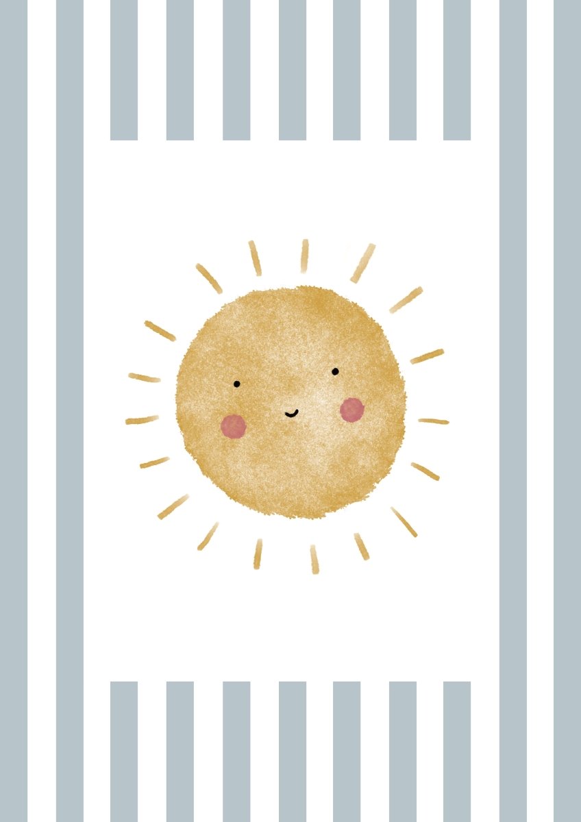 Sunshine Print - Pale Blue Stripes – for children, available at Learning Bugs UK