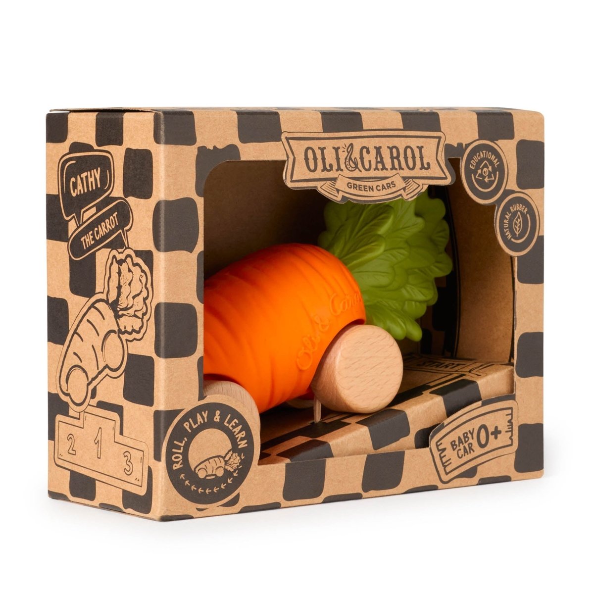 Oli & Carol Cathy the Carrot Car – Baby Sensory Toys for children, available at Learning Bugs UK