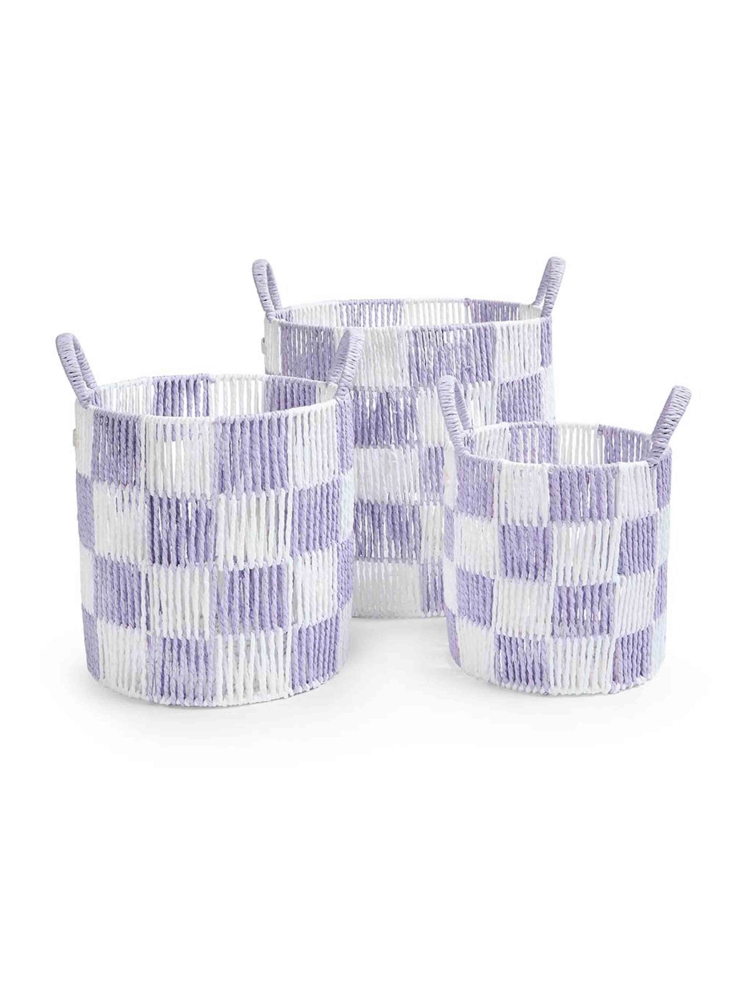 Buy Checkerboard Storage Basket Set of 3 - Lilac | Storage for kids by Learning Bugs UK