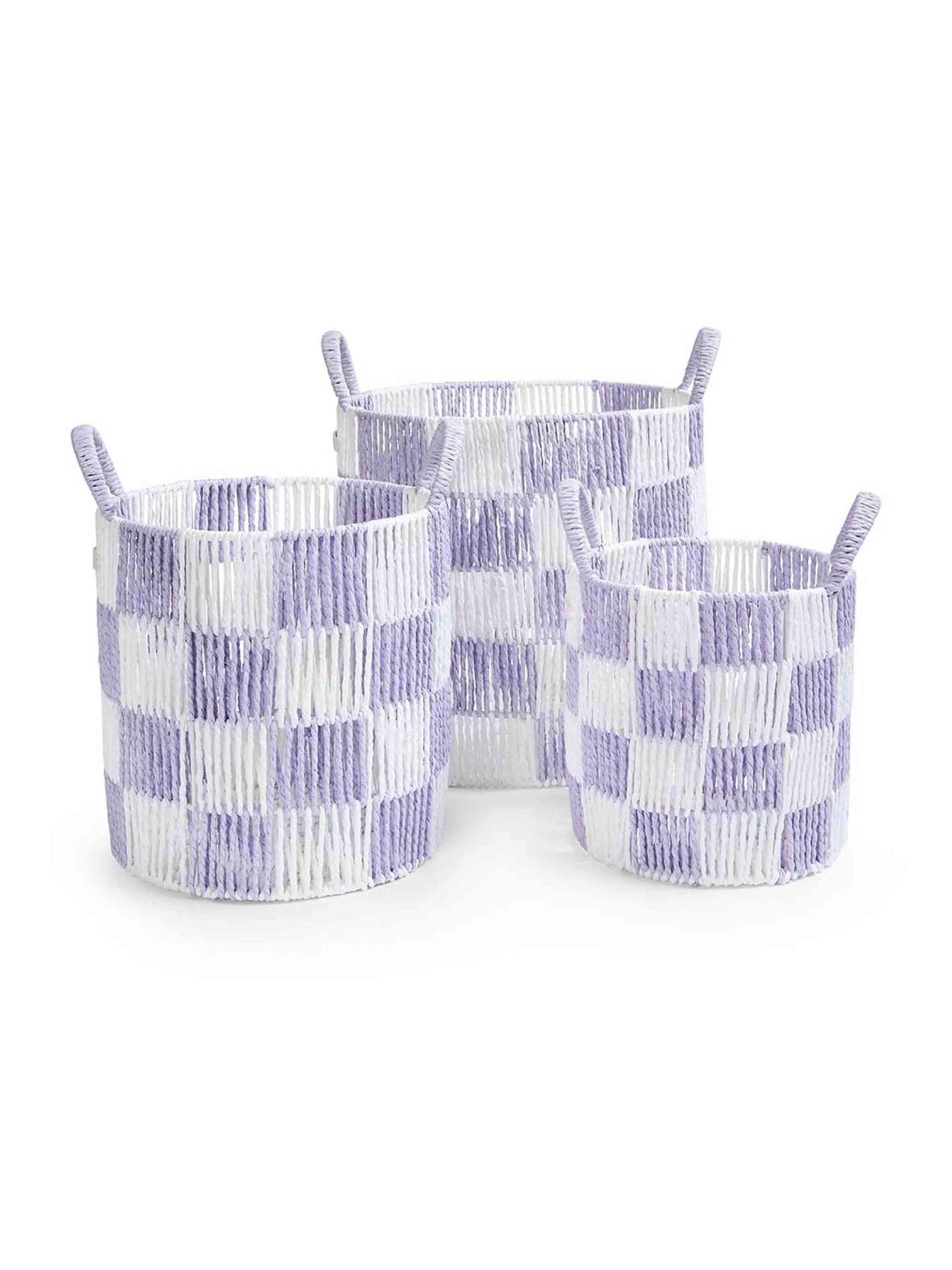 Checkerboard Storage Basket Set of 3 - Lilac