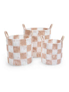 Buy Checkerboard Storage Basket Set of 3 - Nude | Storage for kids by Learning Bugs UK