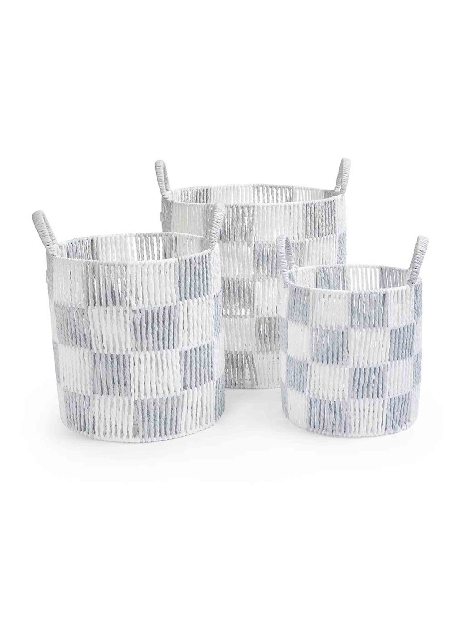 Buy Checkerboard Storage Basket Set of 3 - Powder Blue | Storage for kids by Learning Bugs UK