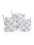 Buy Checkerboard Storage Basket Set of 3 - Powder Blue | Storage for kids by Learning Bugs UK