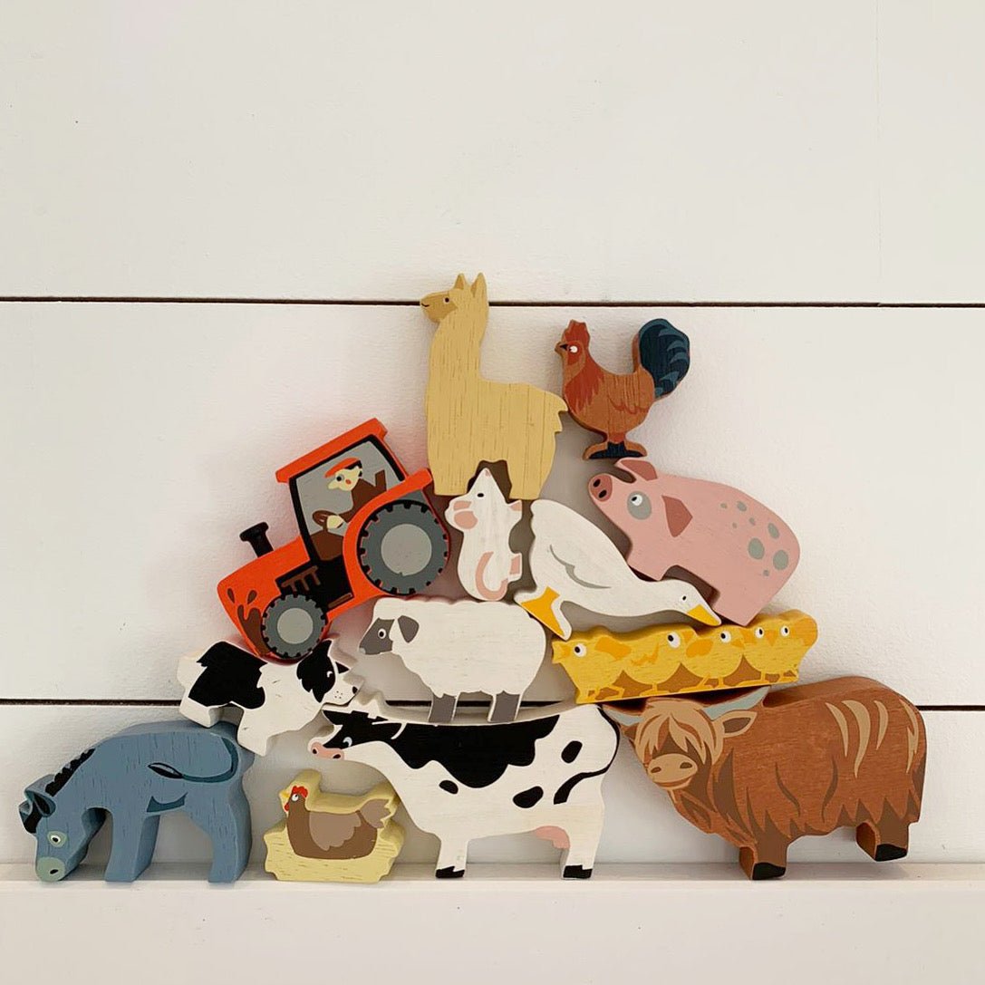 Buy 13 Farmyard Animals Shelf Set | Wooden animals shelf for kids by Learning Bugs UK
