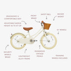 Buy Banwood Classic – Kids Vintage Bike 16” (Cream) | CLASSIC for kids by Learning Bugs UK