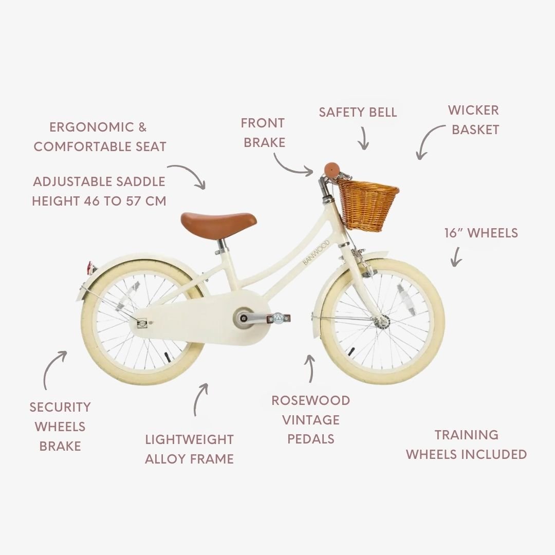 Buy Banwood Classic – Kids Vintage Bike 16” (Cream) | CLASSIC for kids by Learning Bugs UK