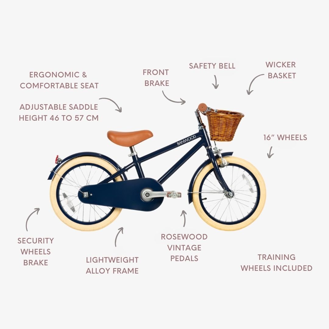 Buy Banwood Classic – Kids Vintage Bike 16” (Blue) | CLASSIC for kids by Learning Bugs UK