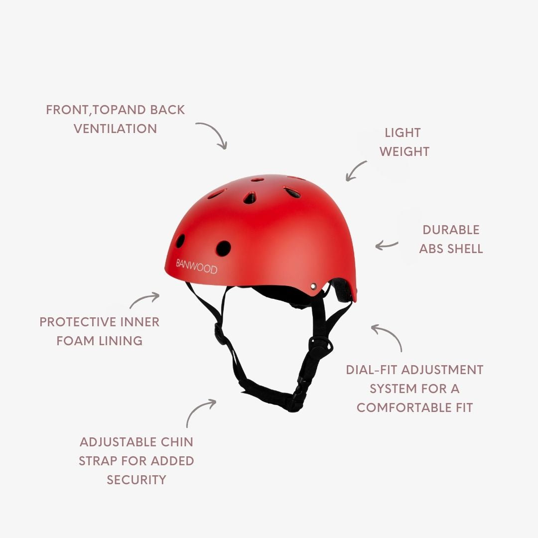 Banwood Classic – Kids Bike & Scooter Helmet (Matte Red)