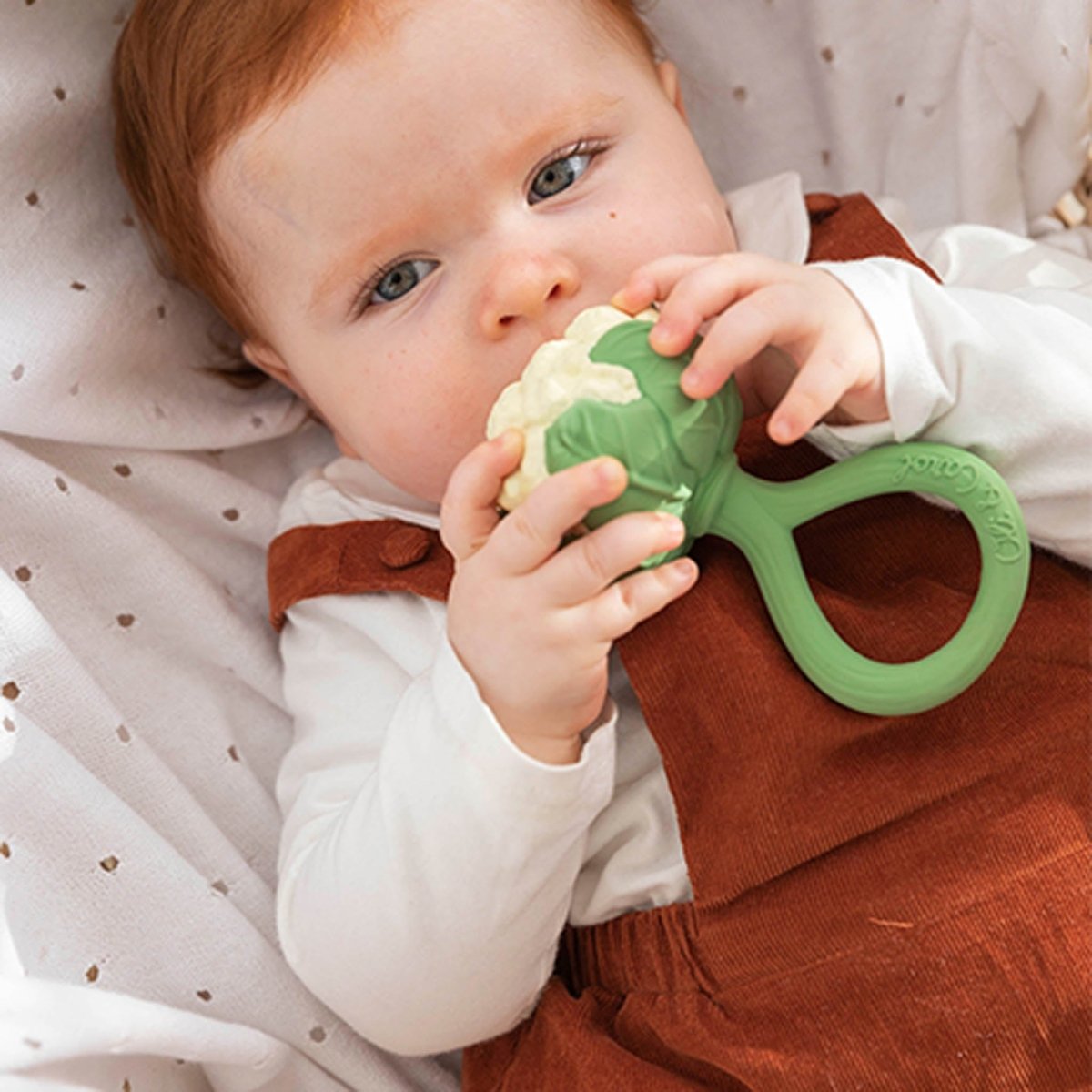 Oli & Carol Cauliflower Baby Rattle & Teether – Baby Rattles for children, available at Learning Bugs UK