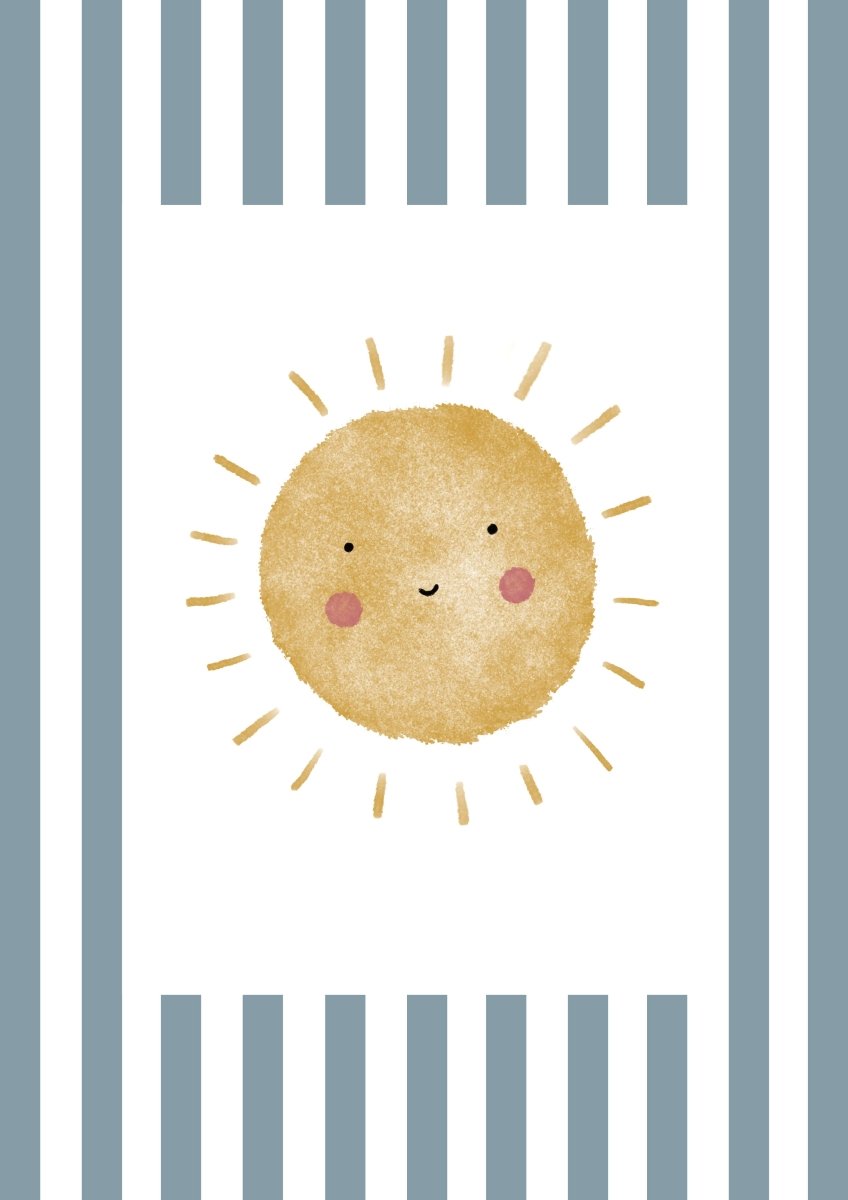 Sunshine Print - Blue Stripes – for children, available at Learning Bugs UK